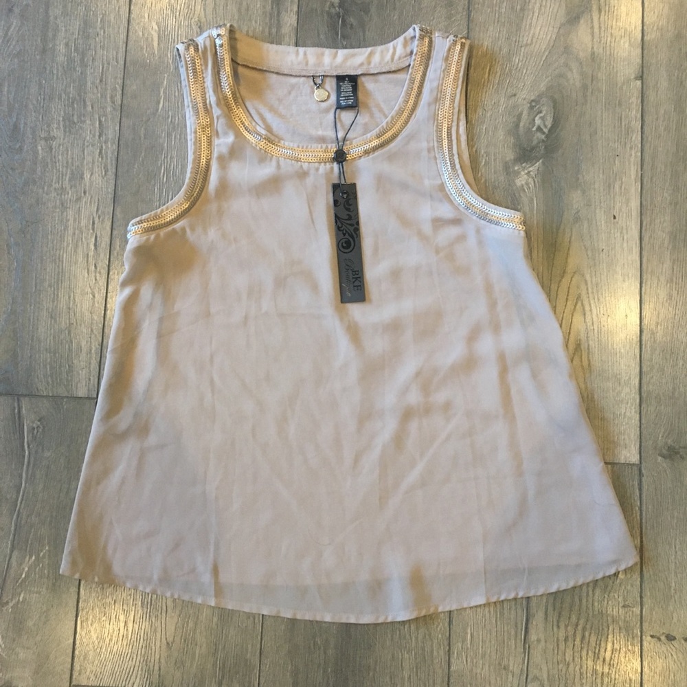 BKE Boutique Pieced Knit and Chiffon Tank